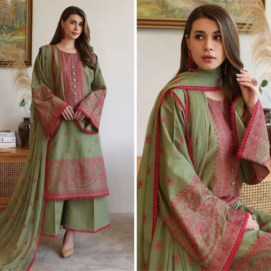 SM0047 - SUMMER COLLECTION  Bareeze 3 Piece Embroidered Lawn Suit
