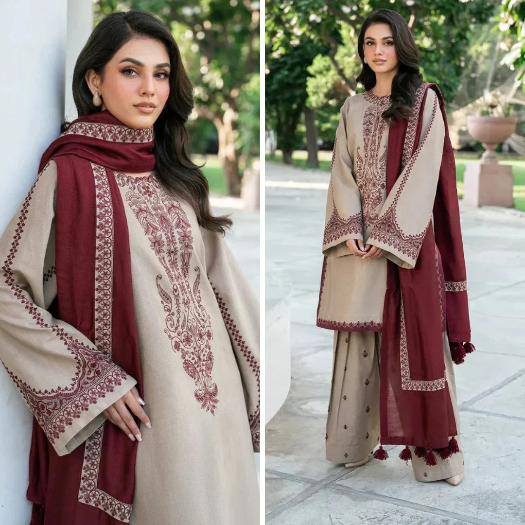 SM0045 - SUMMER COLLECTION Baroque 3PC Lawn Embroidered Suit