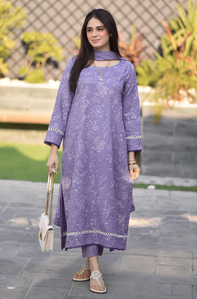 SM0044 - SUMMER COLLECTION Breeze 3PC Lawn Embroidered Suit