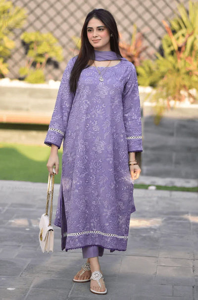 SM0044 - SUMMER COLLECTION Breeze 3PC Lawn Embroidered Suit