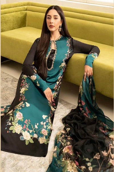 QN828-3PC-WINTER Unstitched shamoz silk fabric in floral print.
