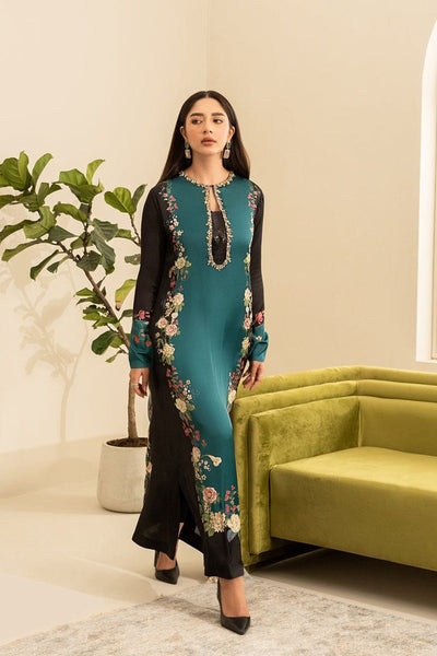 QN828-3PC-WINTER Unstitched shamoz silk fabric in floral print.
