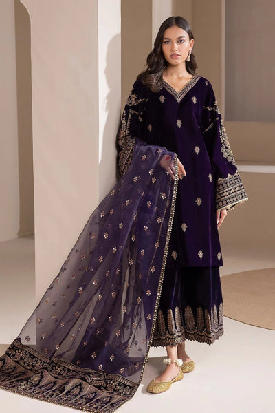 QN1111 -WINTER Velvet Embroidered with Embroidered duppatta Winter Collection
