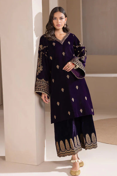 QN1111-Winter Baroque Velvet Embroidered with Embroidered duppatta Winter Collection