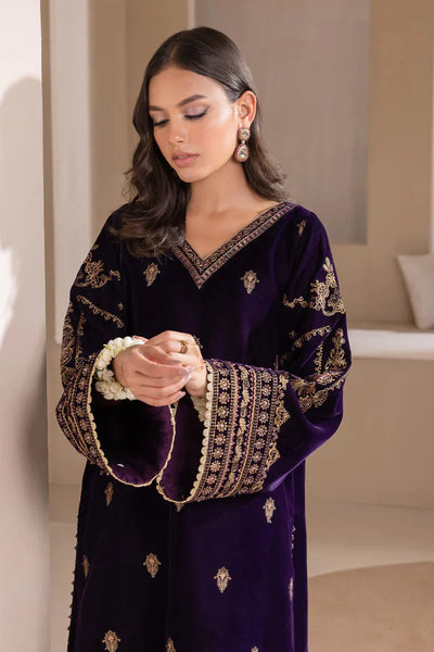 QN1111-Winter Baroque Velvet Embroidered with Embroidered duppatta Winter Collection