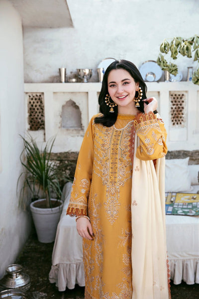 QN1124-3PC LIBAAS DHANAK EMBROIDERED SHIRT WITH DHANAK EMBROIDERED SHAWL