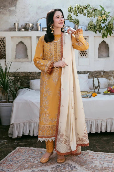 QN1124-3PC LIBAAS DHANAK EMBROIDERED SHIRT WITH DHANAK EMBROIDERED SHAWL