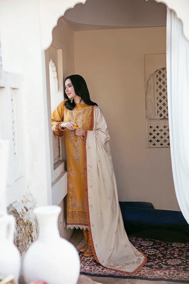 QN1124-3PC LIBAAS DHANAK EMBROIDERED SHIRT WITH DHANAK EMBROIDERED SHAWL