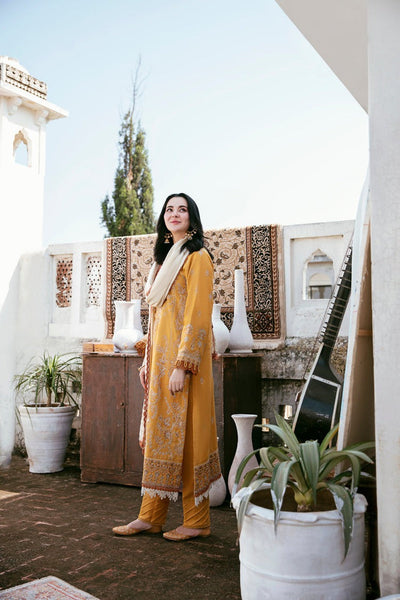 QN1124-3PC LIBAAS DHANAK EMBROIDERED SHIRT WITH DHANAK EMBROIDERED SHAWL
