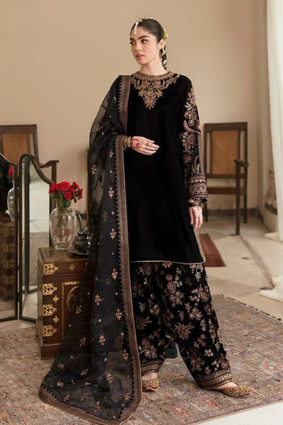SM0005 Winter Embroidered Velvet Dress With Organza embroidered Dupatta