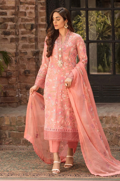 SM0012 Bareeze Embroided 3pc Summer Lawn dress with embroidered chiffon dupatta