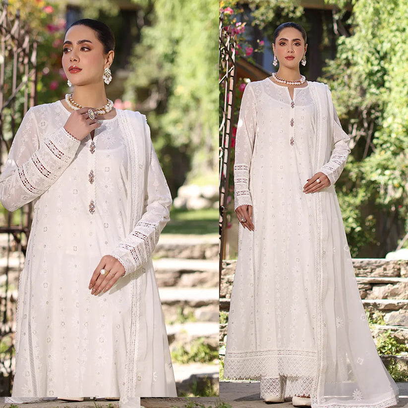 SM0048-Bareeze Embroidered Summer 3pc lawn dress with embroidered chiffon dupatta
