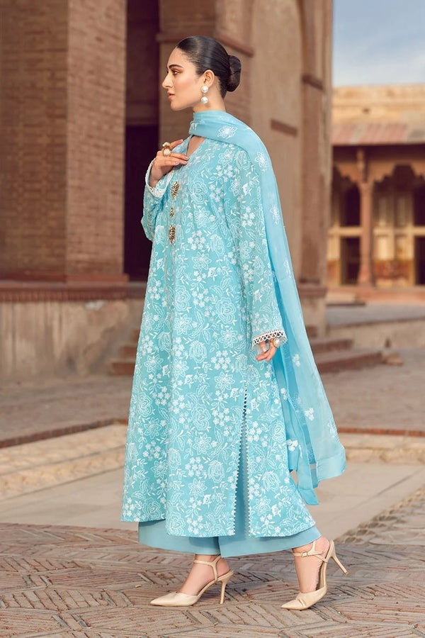 SM0010 Bareeze Embroidered Summer 3pc lawn dress with embroidered chiffon dupatta