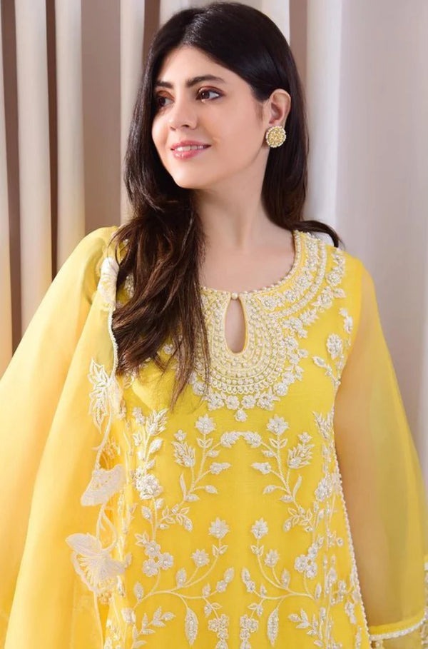 SM0017 3PC Summer Lawn Embroidered Shirt With Organza Embroidered Dupatta
