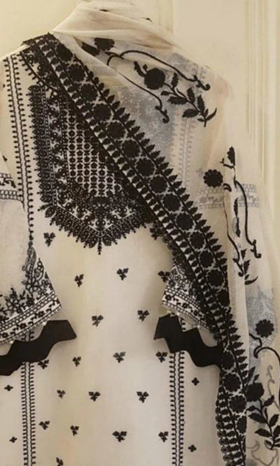 SM0009 Agha Noor 3PC Summer Lawn Heavy Embroidered Shirt With Embroidered Bamber Dupatta