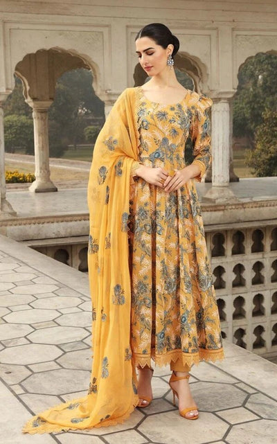SM0004 Bareeze Embroided Summer 3pc lawn dress with embroidered chiffon dupatta