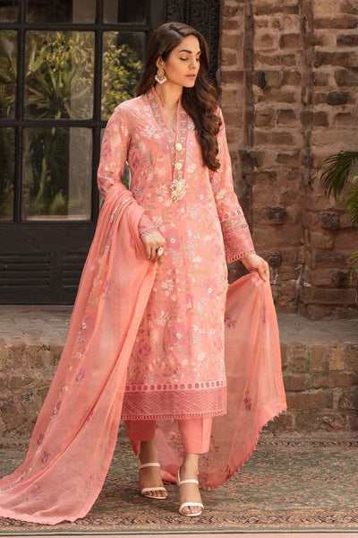 SM0012 Bareeze Embroided 3pc Summer Lawn dress with embroidered chiffon dupatta