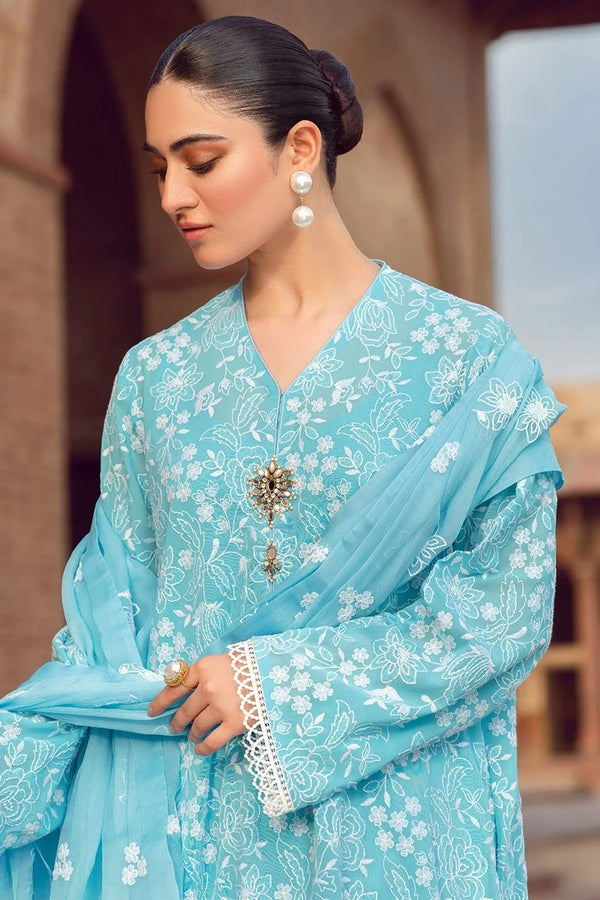SM0010 Bareeze Embroidered Summer 3pc lawn dress with embroidered chiffon dupatta