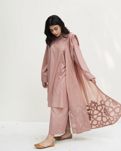 SM0023-SUMMER 3PC Lawn Shirt With Monar Embroidered Dupatta