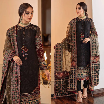SM0029 Piece Summer Unstitched Heavy Embroidered Lawn Suit With Heavy Embroidered Organza Dupatta