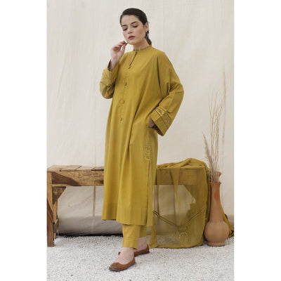 SM0021-SUMMER 3PC Lawn Embroidered Shirt With Chiffon Embroidered Dupatta