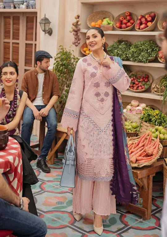 SM0026-SUMMER MUSHQ 3PC EMBROIDERED LAWN SUIT WITH PRINTED SILK DUPATTA