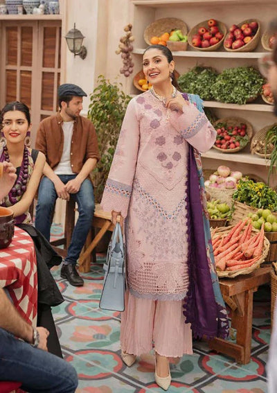 SM0026-SUMMER MUSHQ 3PC EMBROIDERED LAWN SUIT WITH PRINTED SILK DUPATTA