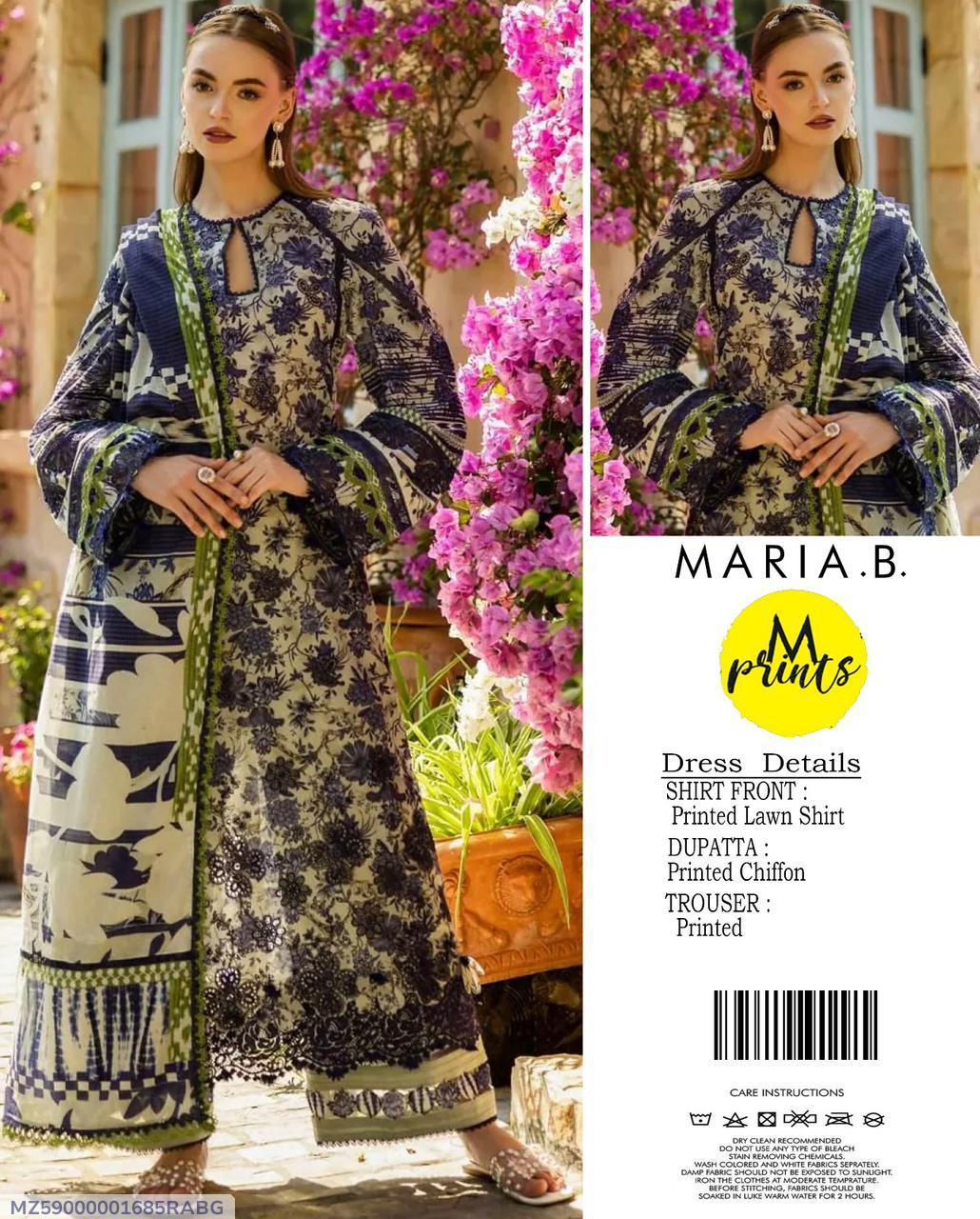 SF59000001685RABG 3 Pcs Women's Unstitched Printed Suit
