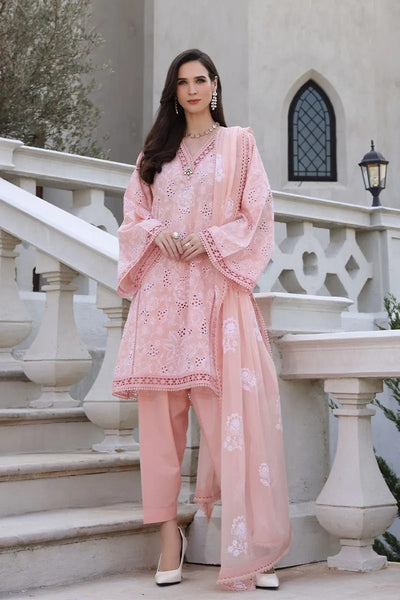 SM0049-Bareeze Embroidered Summer 3pc lawn dress with embroidered chiffon dupatta