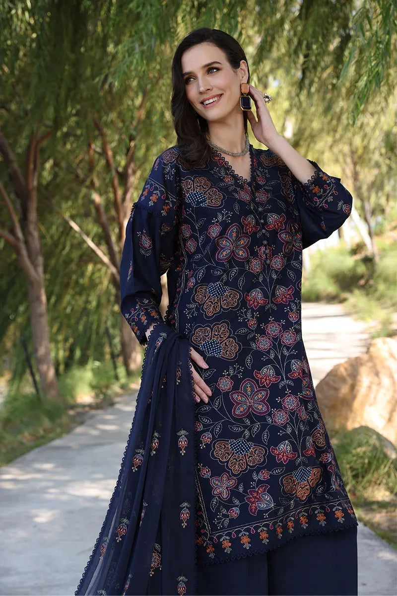 SM0050-Bareeze Embroidered Summer 3pc lawn dress with embroidered chiffon dupatta