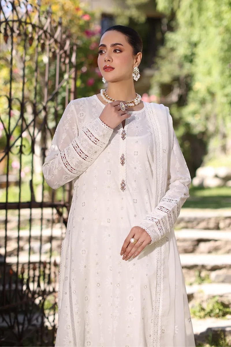 SM0048-Bareeze Embroidered Summer 3pc lawn dress with embroidered chiffon dupatta