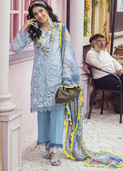 SM0030- SUMMER MUSHQ 3PC EMBROIDERED LAWN SUIT WITH PRINTED SILK DUPATTA