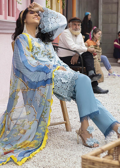 SM0030- SUMMER MUSHQ 3PC EMBROIDERED LAWN SUIT WITH PRINTED SILK DUPATTA