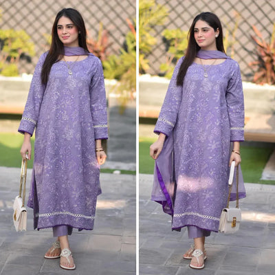 SM0044 - SUMMER COLLECTION Breeze 3PC Lawn Embroidered Suit