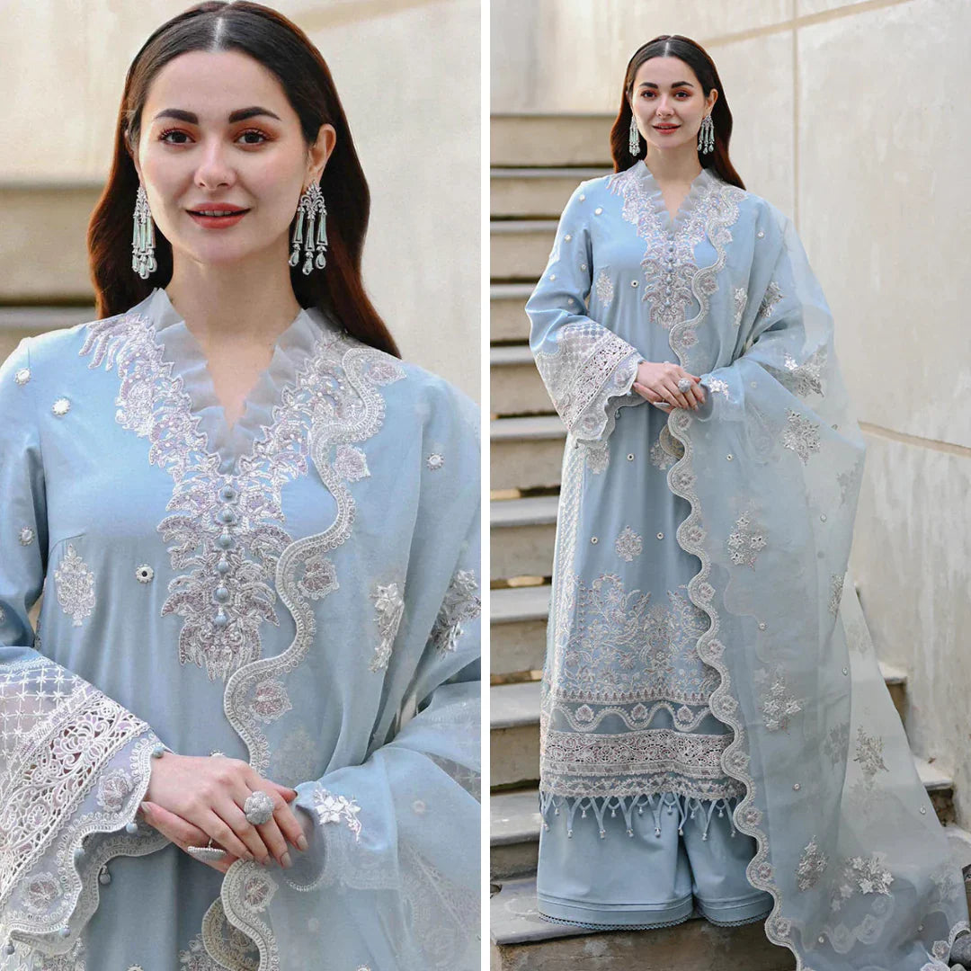 SM0037 - SUMMER QALAMKAR 3PC Lawn Embroidered Suit