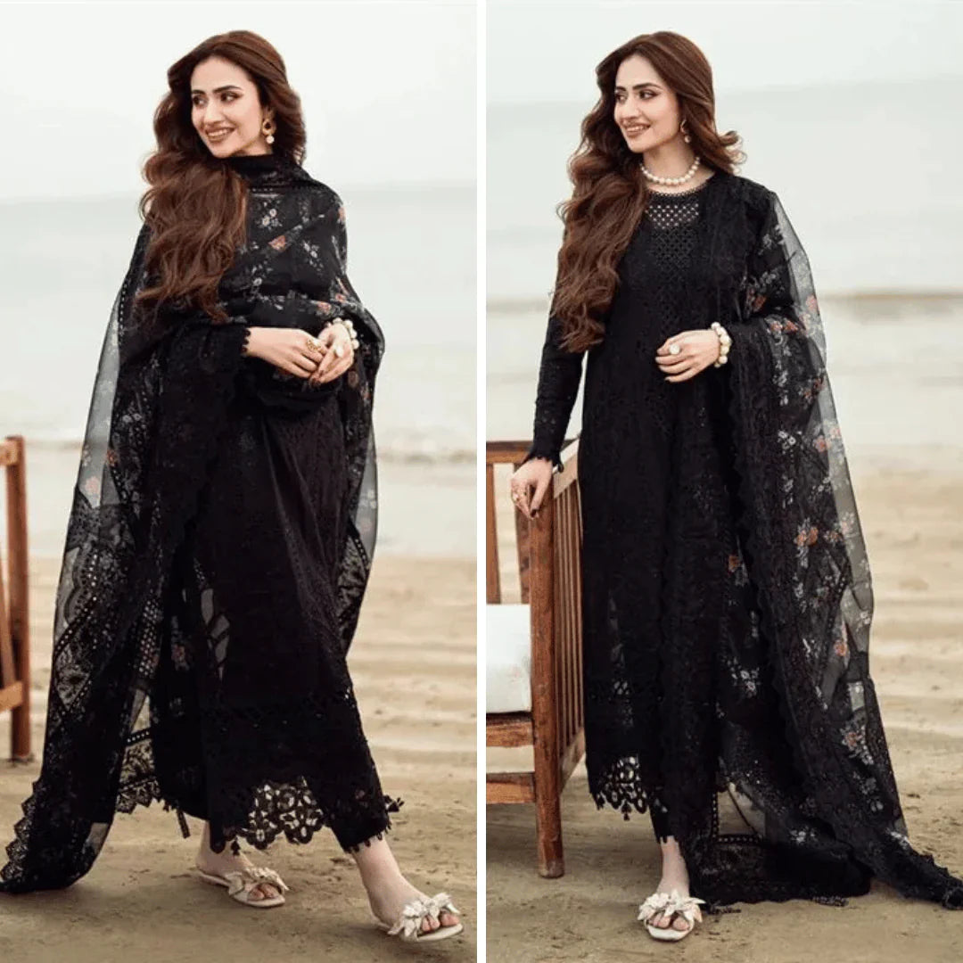 SM0040 - SUMMER  Nureh 3PC Lawn ChickenKari Embroidered